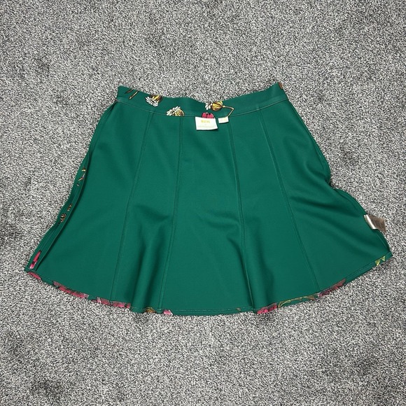 MAEVE Anthropologie Green Pink Gold Floral Flared Mini Skirt Womens 10P‎ Petite - Picture 5 of 12